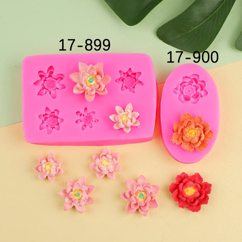 Peony and Lotus Silicone Mold for Aroma Wax Beads, Epoxy Resin, Wax Seal Stamp, Chocolate, Fondant Cake Decoration