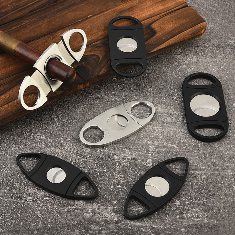 Simple double-blade cigar cutter, European and American Cuban cigar set, cigar cutter, metal cigar scissors, hole opener