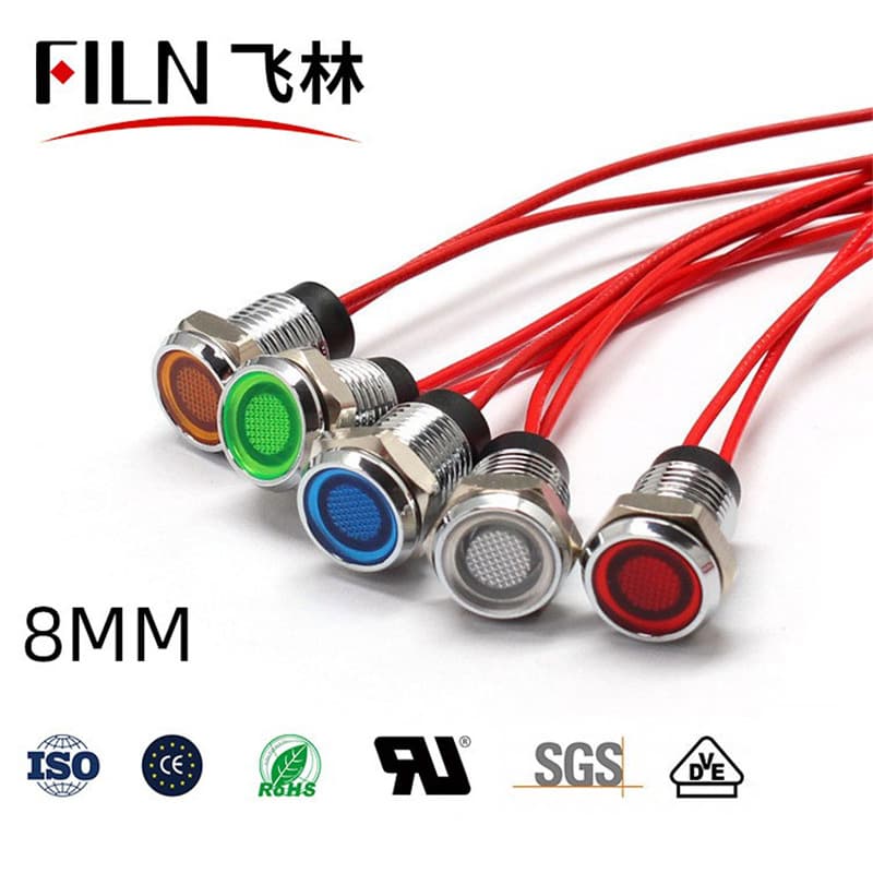 8mm Ultra-Short Flat Head Indicator 12V/220V Metal Wired LED Signal Light Manufacturer (FL1M-8FW-3)