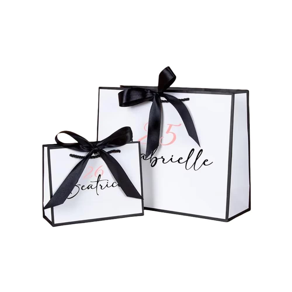 Jieyi custom made paper bag gift bag handbag luxury large rope handle paper bag tie knot ribbon wholesale packaging bag