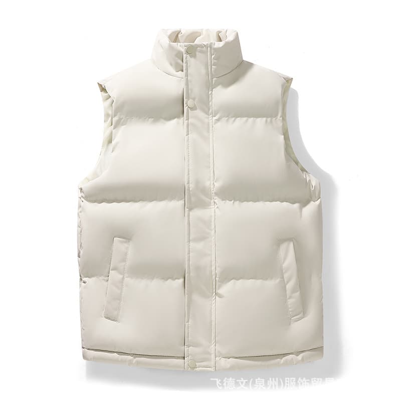 Men's Cross-Border Vest for Autumn and Winter: Trendy Stand Collar Warm Vest, Solid Color, Simple Sporty Casual Jacket