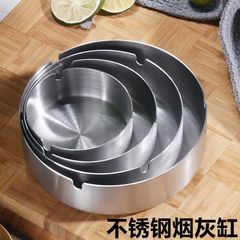 Factory Direct Supply Creative Thickened Stainless Steel Ashtray Commercial Large Size for Internet Cafes, Bars, Home Use, Anti-Drop Hotel Laser
