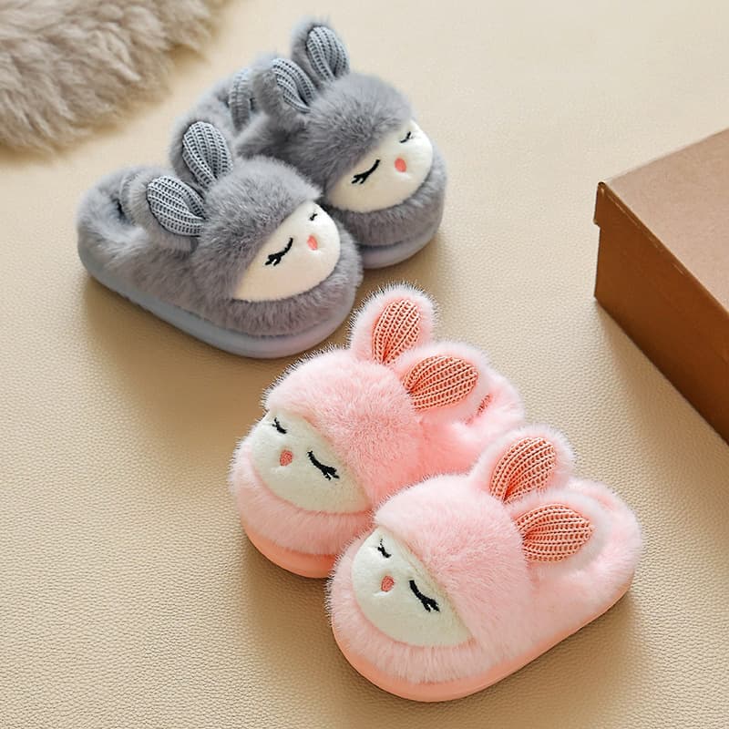 Baby Cotton Slippers, Toddler Cute Cartoon Parent-Child Shoes, Indoor Warm Home Anti-Slip Children's Cotton Shoes for Autumn/Winter