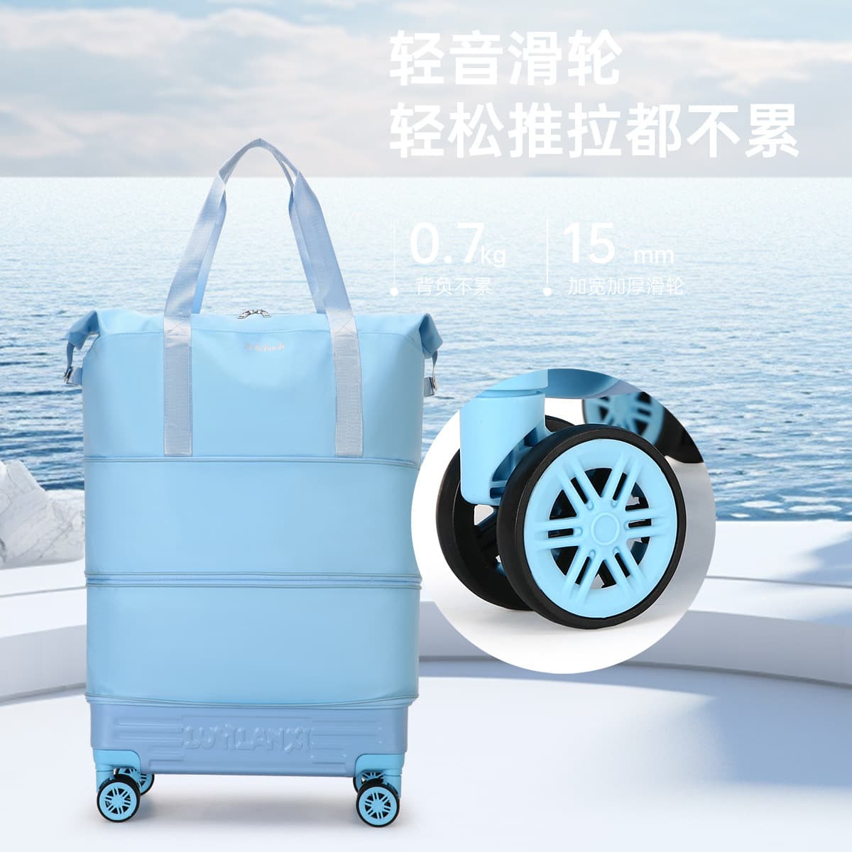 Enqi foldable trolley travel bag 20-inch spinner Oxford cloth storage bag