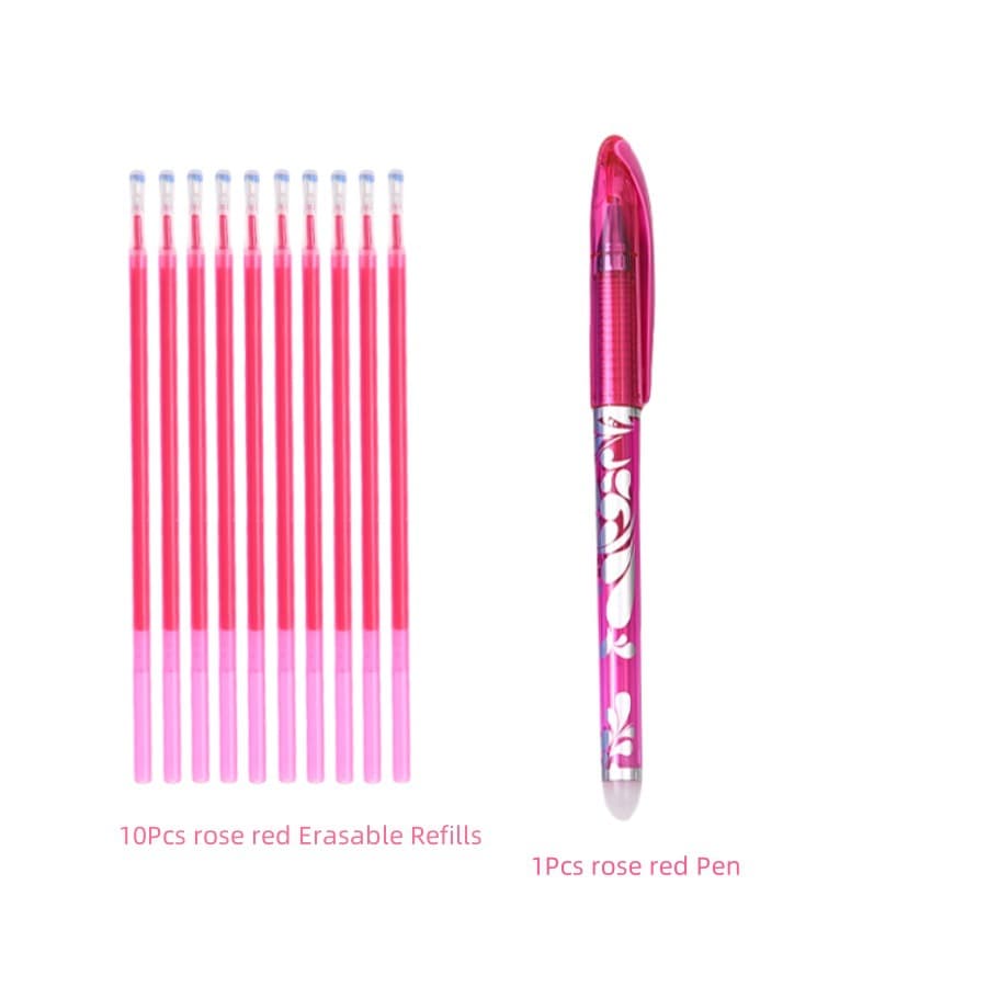 Erasable Pen Set Blue Black Ink Ballpoint Pen Refills School Office Stationery Exam Essential