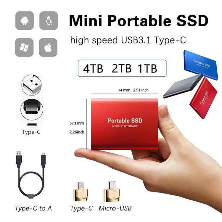 60TB Cross-Border Trade T5 Exclusive SSD High-Speed Portable Solid State Drive Type-C 3.1 Factory Direct