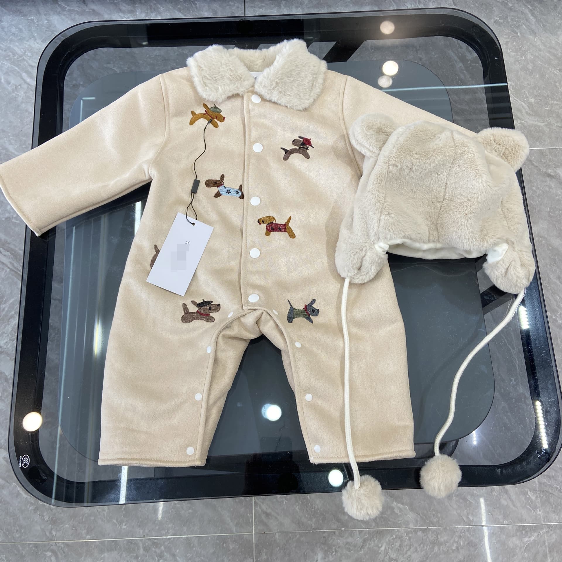 Baby Clothes Boys Girls Bodysuit Warm Going Out Wear Fleece Lined Thickened Romper Winter Wear Winter Onesie Cold Proof