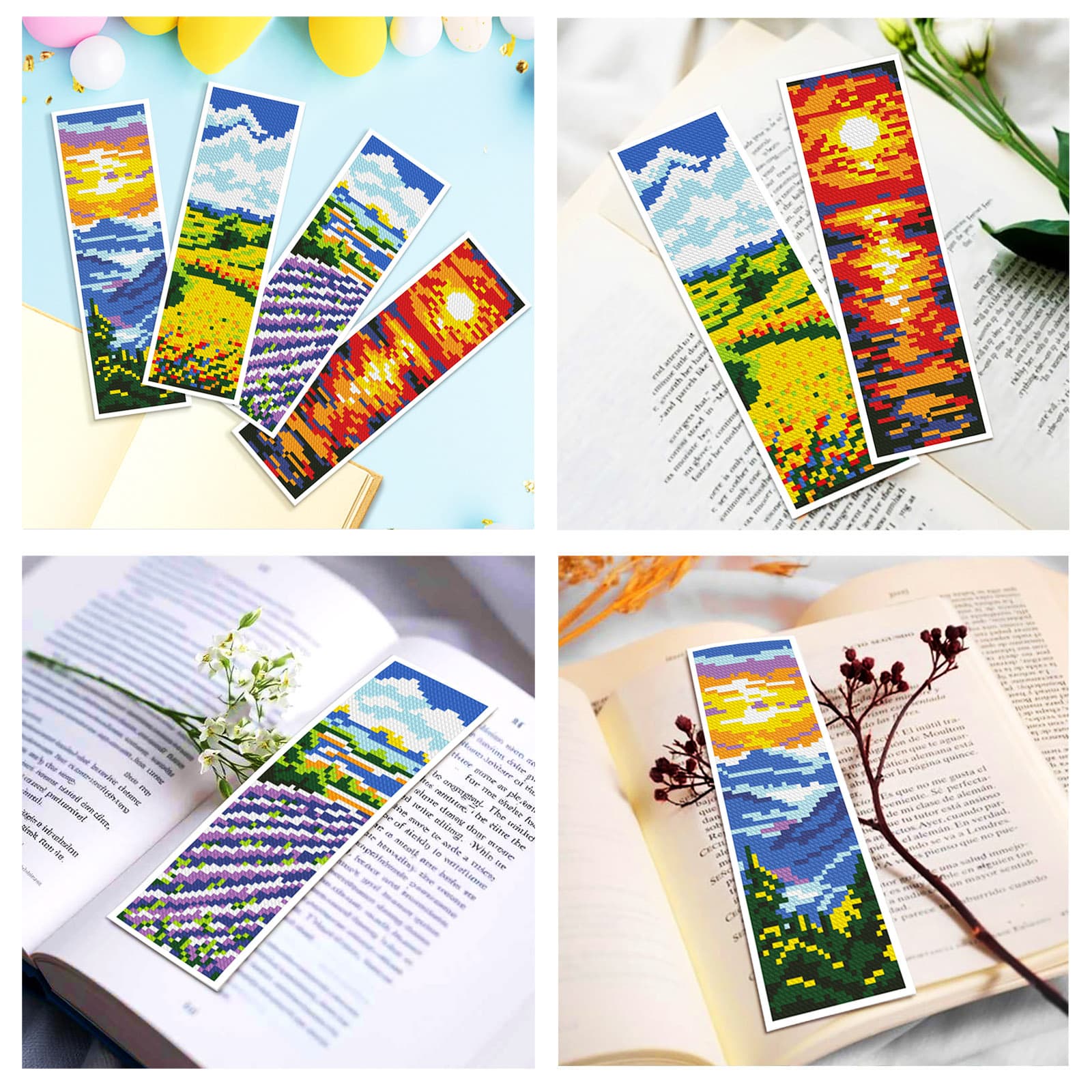 Mona Lisa Royal Cross Stitch Four Seasons Scroll Bookmark High-end Handmade Thread Embroidery Practical Gifts and Cultural Creations