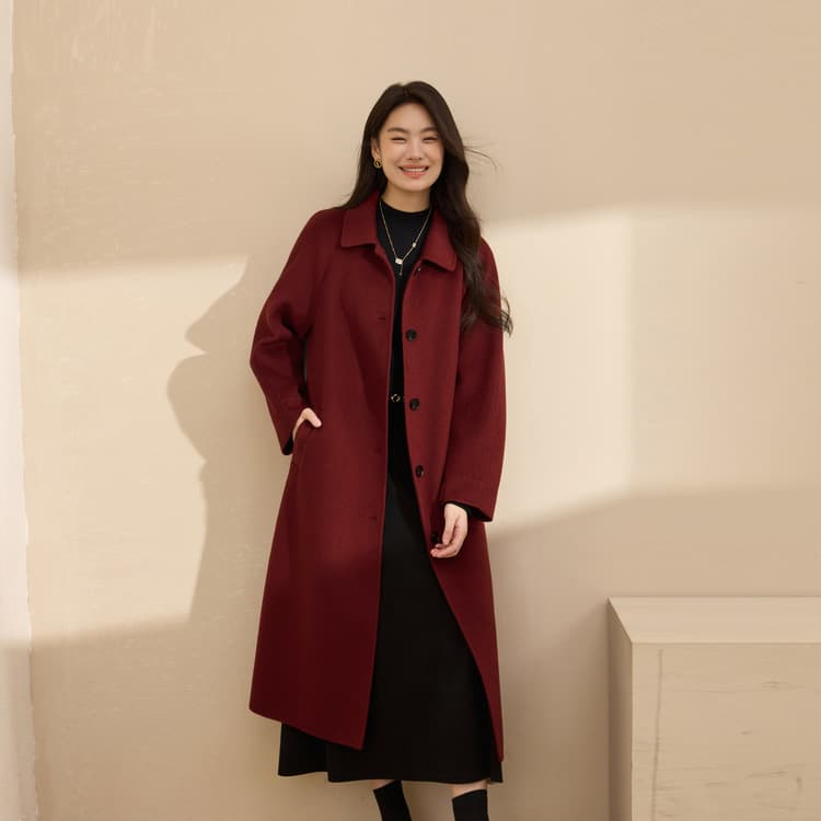 【100% Wool】Fashionable Elegant Double-Faced Wool Coat Xian Li Xiu Plus Size Women's Plus Size Autumn New Arrival