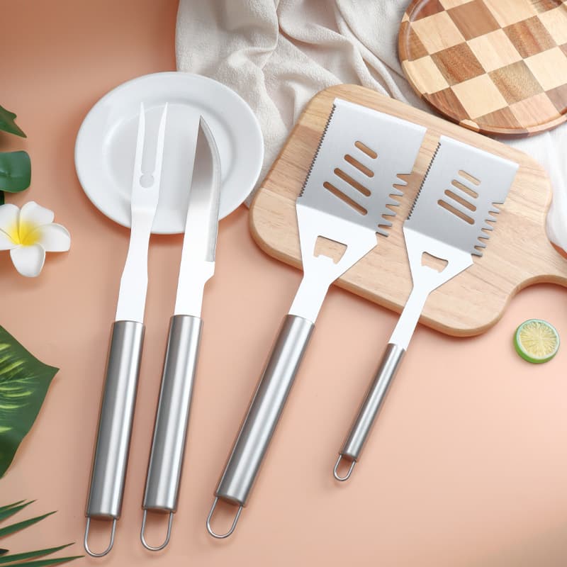 Multi-functional Combination Essential Barbecue Tools - Stainless Steel Outdoor BBQ Grill Spatula Knife Fork Brush Accessories