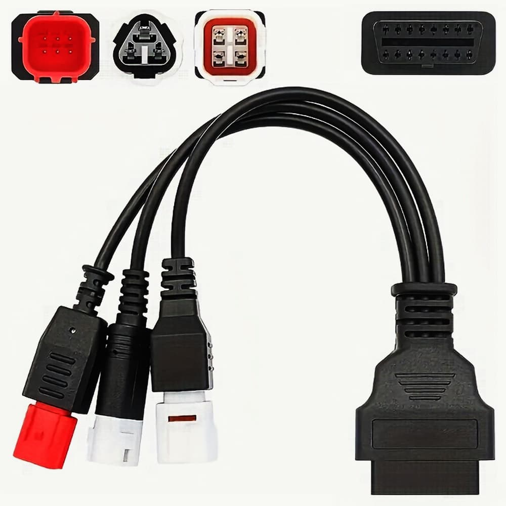 Motorcycle Wiring Harness OBDII-16P Female to 4P/3P/6P Connector One-to-Three Motorcycle Connection Cable