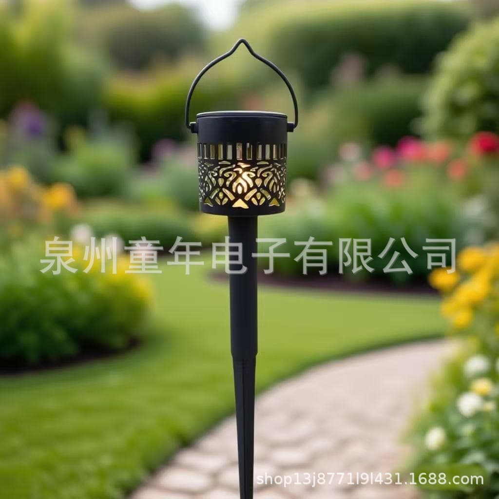 New Amazon bestseller, cross-border solar light with mandala flower design, metal and wrought iron hollow LED lawn light.
