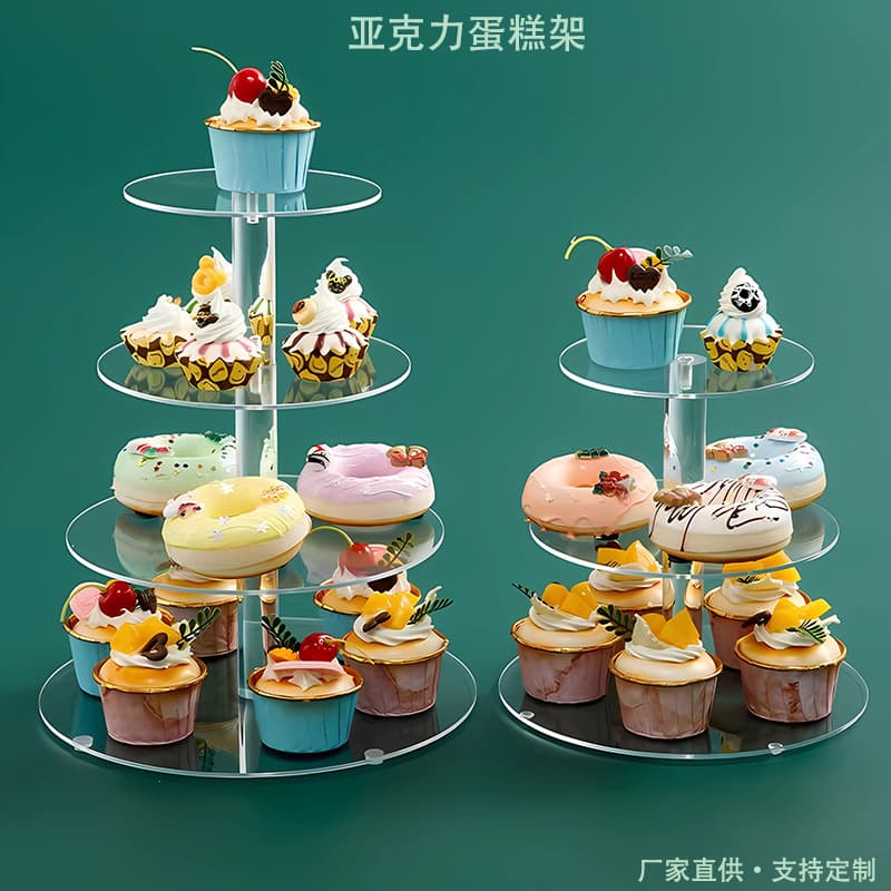 Acrylic Cake Stand Transparent Round Dessert Display Multi-Layer Detachable Display Stand for Wedding Birthday Party HD