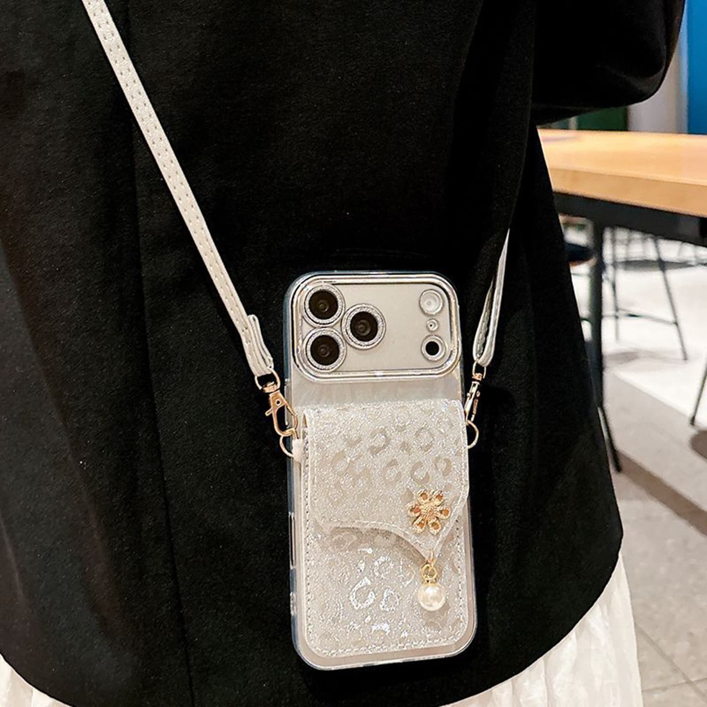 Western Style Compatible with OPPO Reno16Pro Phone Case A6Pro Glitter Card Holder A6X Hand Strap Crossbody Strap Women