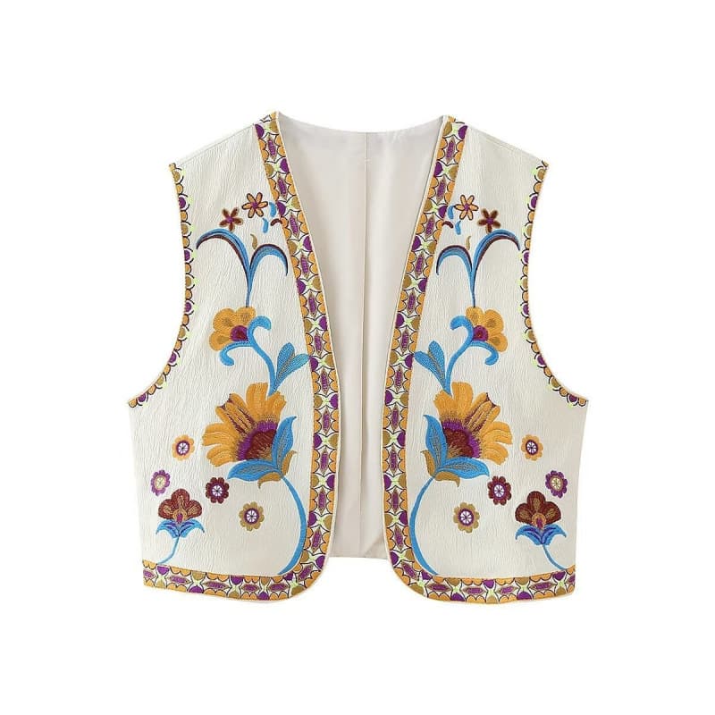 ZA Cross-border Amazon Fashion Women's Summer New Outerwear Stylish Vintage Embroidered Vest