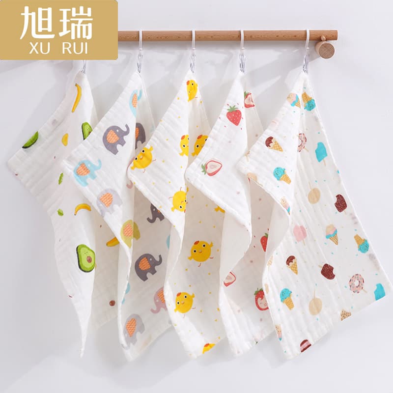 Pure cotton six-layer gauze high-density children's face towel, infant square towel, Class A dribble bib, all-cotton wholesale, soft