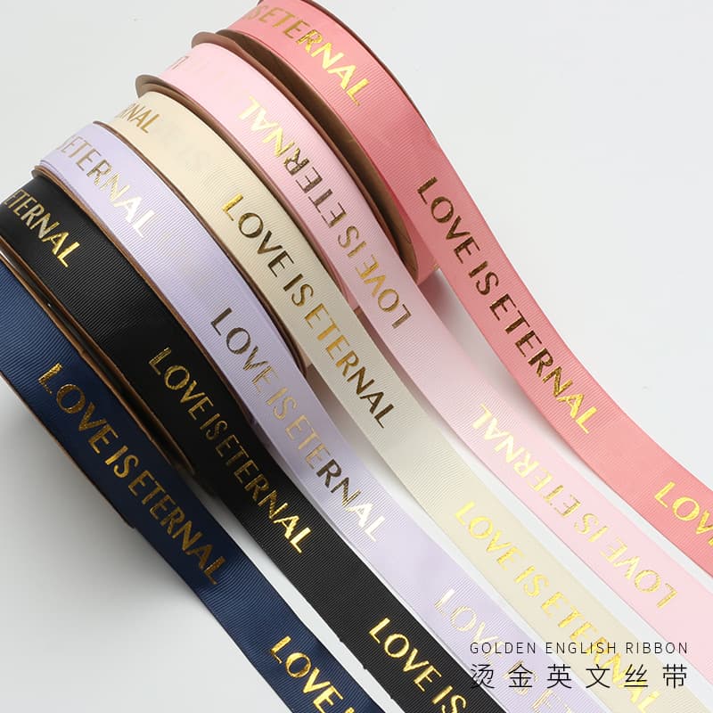 Everlasting Love Glittering English Ribbon Silk Flower Packaging Satin Ribbon Florist Silk Packaging Materials Wholesale