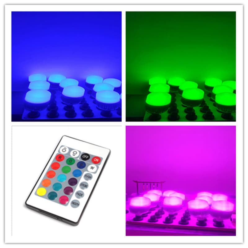 High-power spherical light bulb with RGB remote control, multi-color changing (red, green, blue) and wide voltage range.