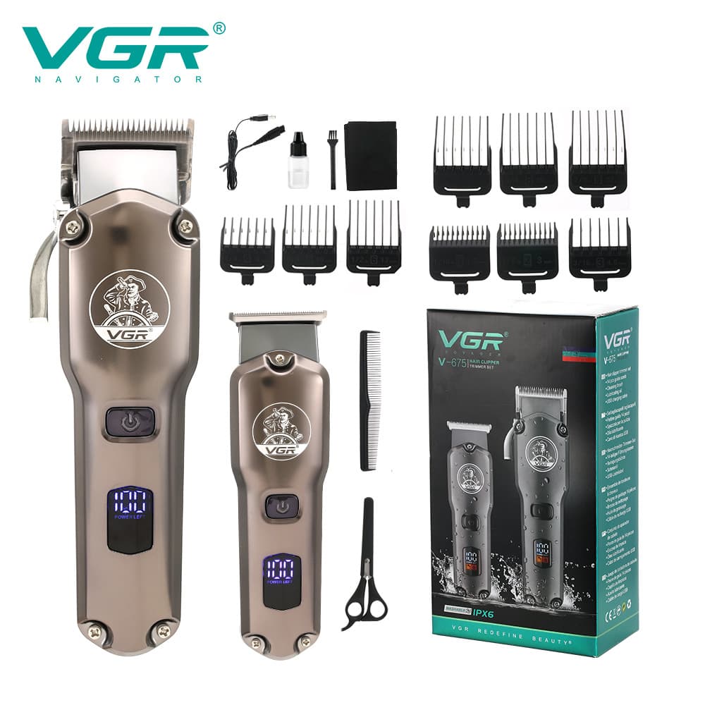 High-Power Gradient Hair Clippers Salon LCD Digital Display Haircut Trimmers Waterproof Brush Motor Stainless Steel Blades