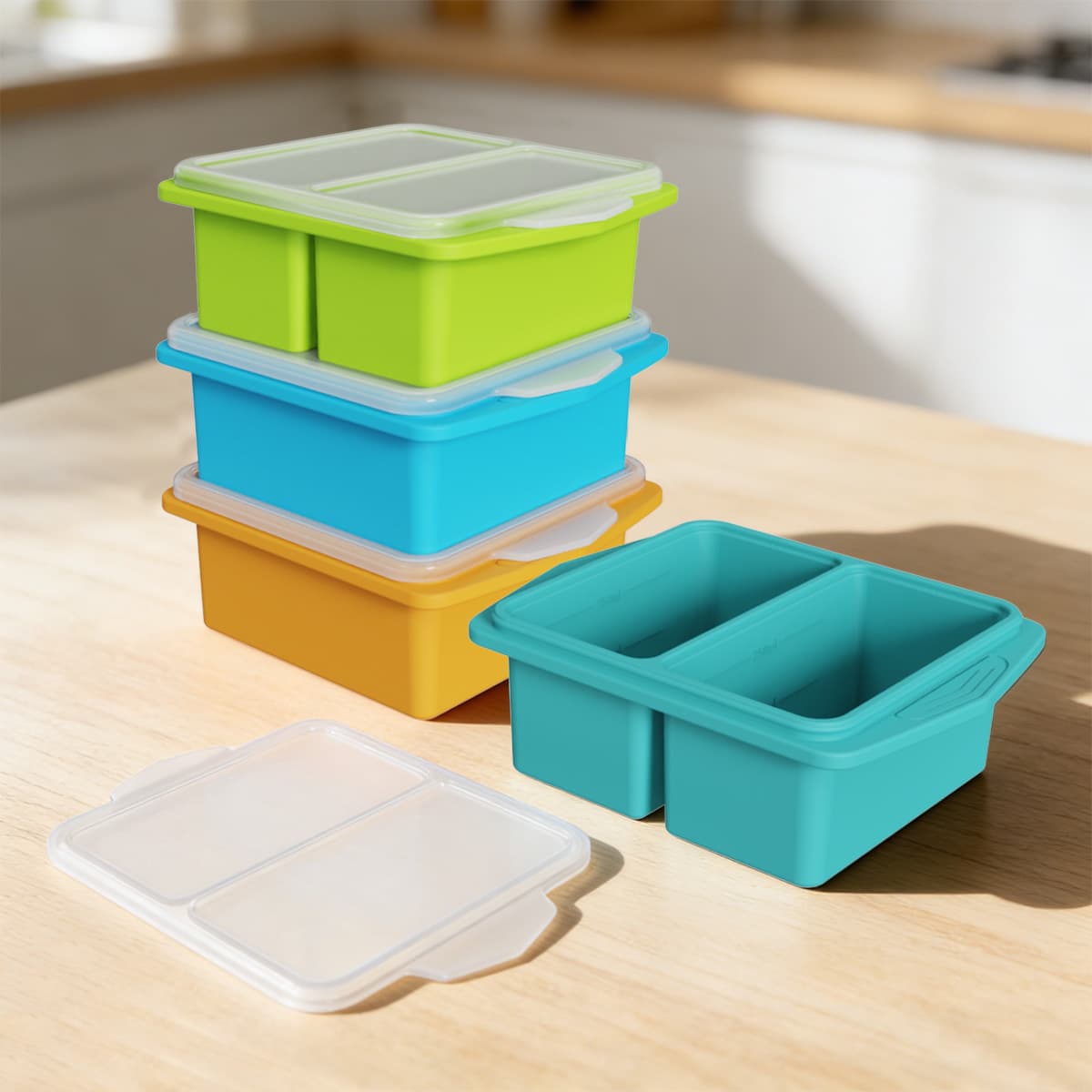 500ml Square Ice Cube Mold with Stainless Steel Wire, Large Capacity Silicone Ice Tray, Freezing Box