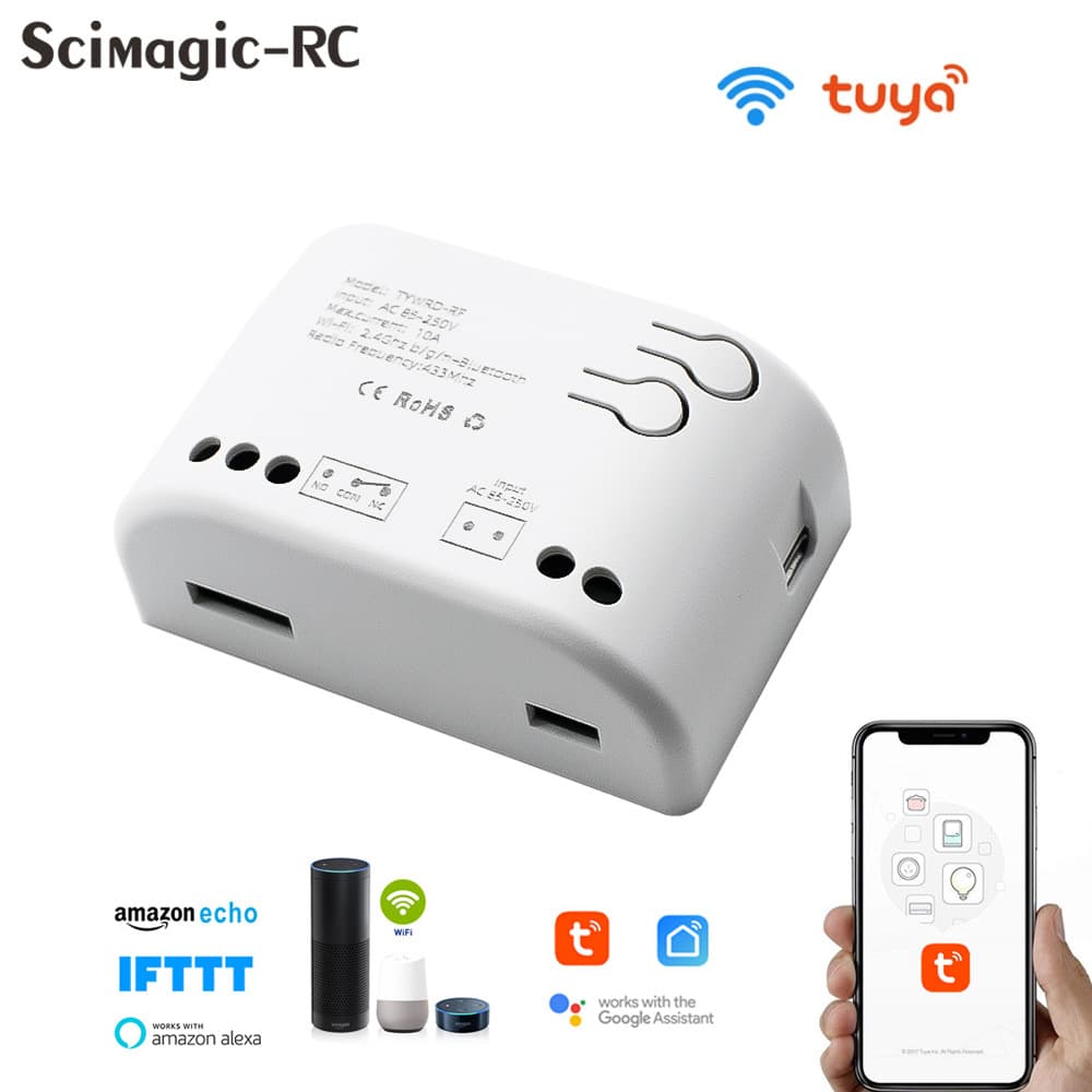 WIFI graffiti smart light switch 433MHZ wireless home remote control 220V 1-channel jog module 10A