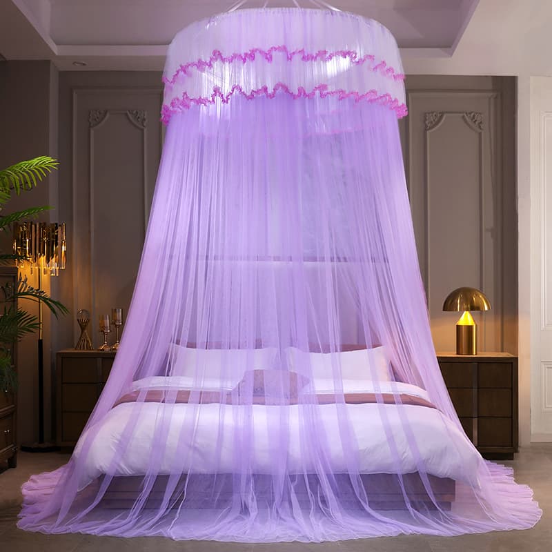 No-installation Ceiling Dome Mosquito Net, Dense Weave Foldable for Home, 1.5m/1.8m Bed, Princess Style