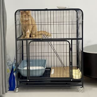 Cat Cage for Indoor Use with Integrated Toilet, Extra Large Space, Three-Tier Cat House, Cat Villa, Cat Room, Cat Condo
