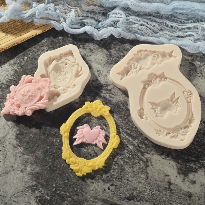 Sanxin European-style Frame Relief Silicone Mold Fondant DIY Heart Photo Frame Cake Decoration Accessories Cross-border Direct Sales