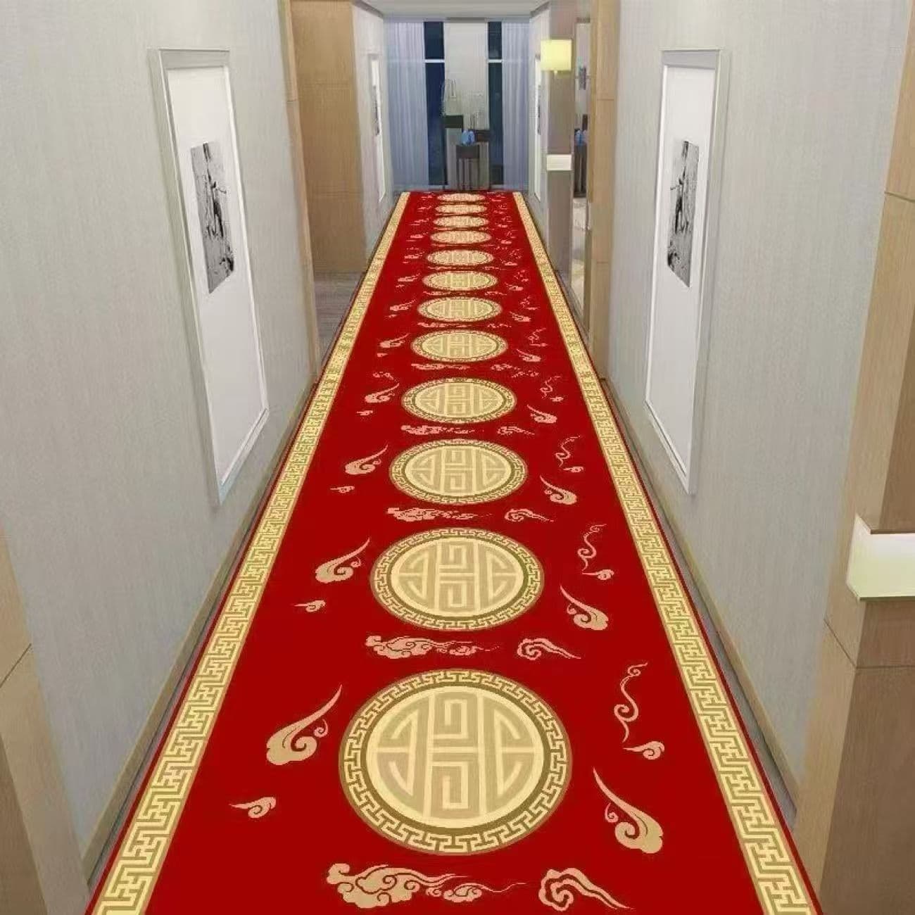 European Classic Corridor Runner Rug Non-Slip Cloakroom Mat Thick Long Carpet for Living Room Bedroom Bedside Rug