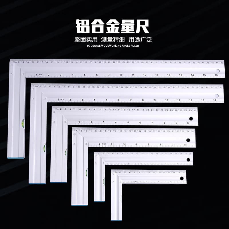 CJ-7002 Aluminum Alloy Construction Drawing Ruler Level 90 Degree Angle Woodworking 300mm Right Angle Square