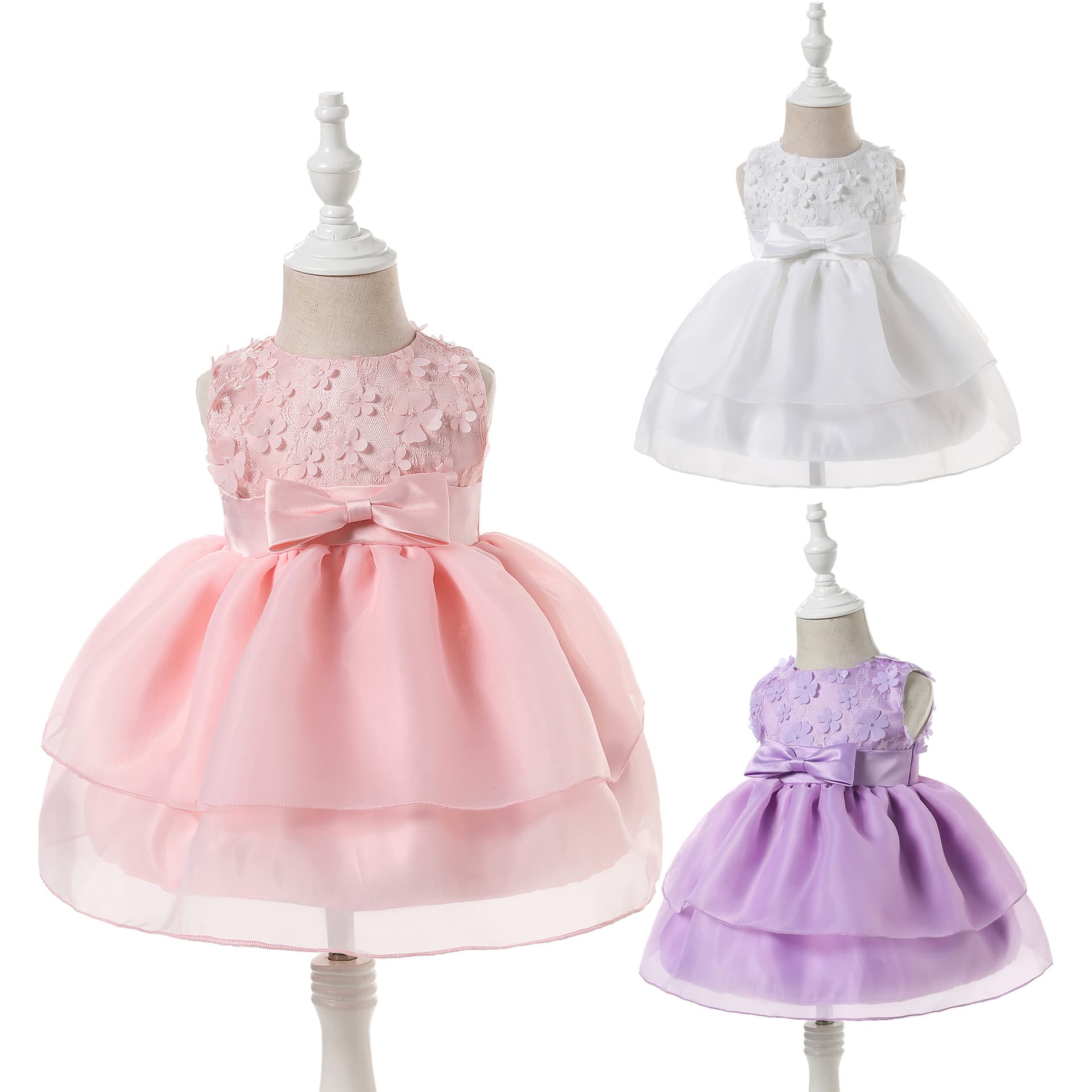 Princess Style Baby Girl's Birthday Dress Month Full Ceremony Gown Cotton Lace Puffy Skirt Dress European American Style