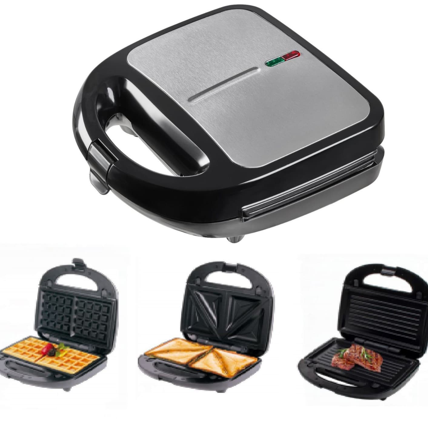 Detachable 3-in-1 Sandwich Maker, Removable Breakfast Machine
