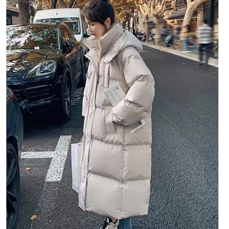 2024 winter simple cotton coat women's coat mid-length knee-length loose bread coat oversize student