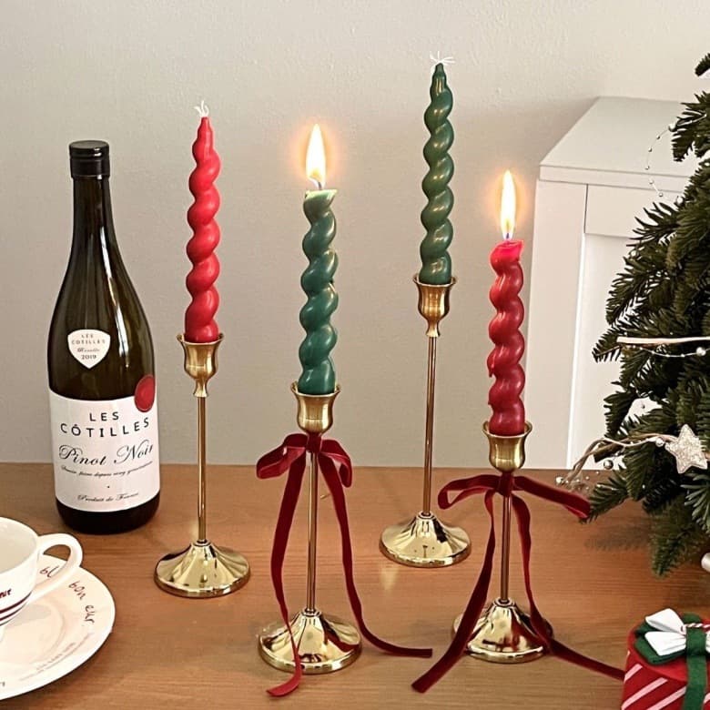 Vintage Retro Cross-Border Birthday Candle Party Table Lighting Candle Wholesale Long Rod 18cm Colored Spiral Rod Wax