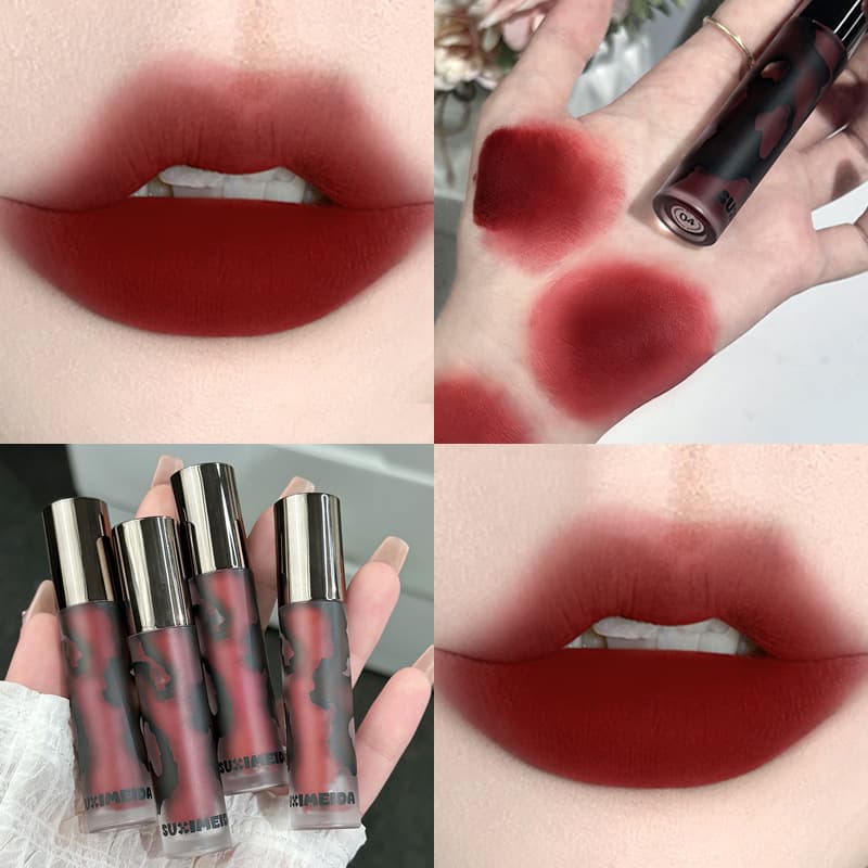 Susi's Matte Lip Cream in Lava Secret Realm, Maillard Brown, Autumn and Winter Smoky Lip Glaze, Brightening Lipstick for Students