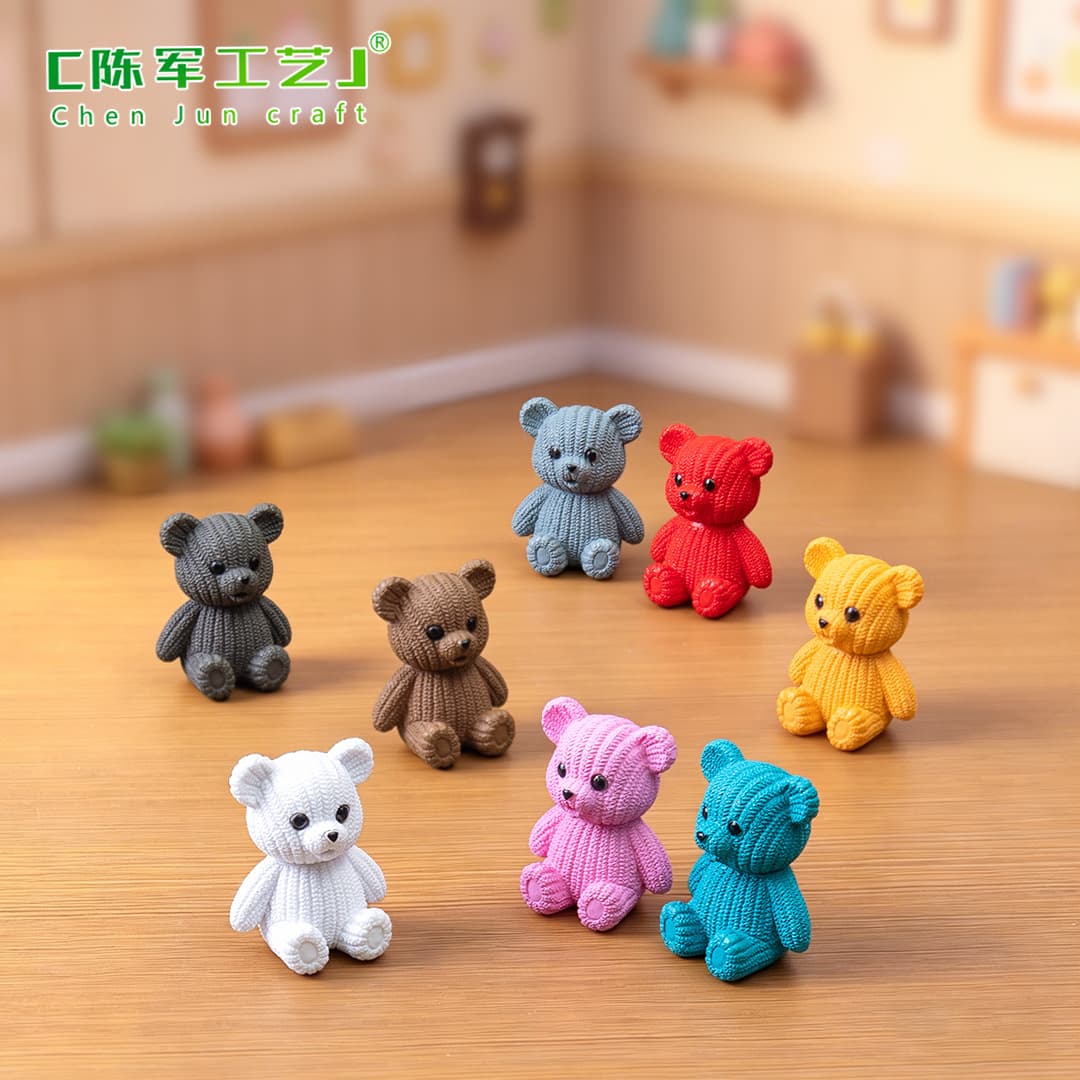 Woolen Bear Keychain Creative Pendant Cartoon Accessories PVC Crafts Ornaments Micro Landscape Bear Doll Doll