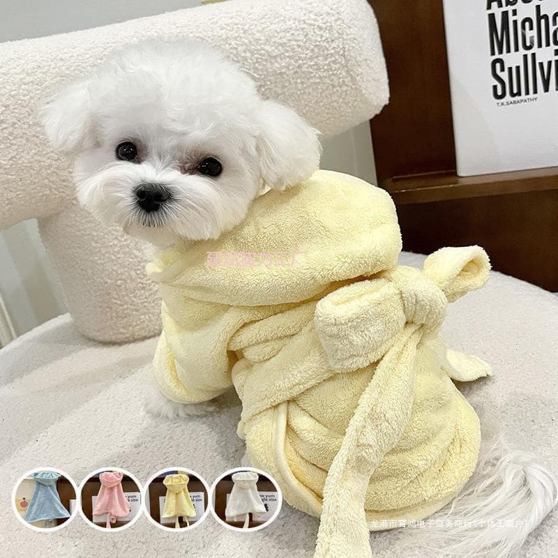 Four-Season Pet Bathrobe Towel, Thickened Absorbent Drying Towel for Dogs, Teddy, Bichon, Schnauzer, French Bulldog, Cat