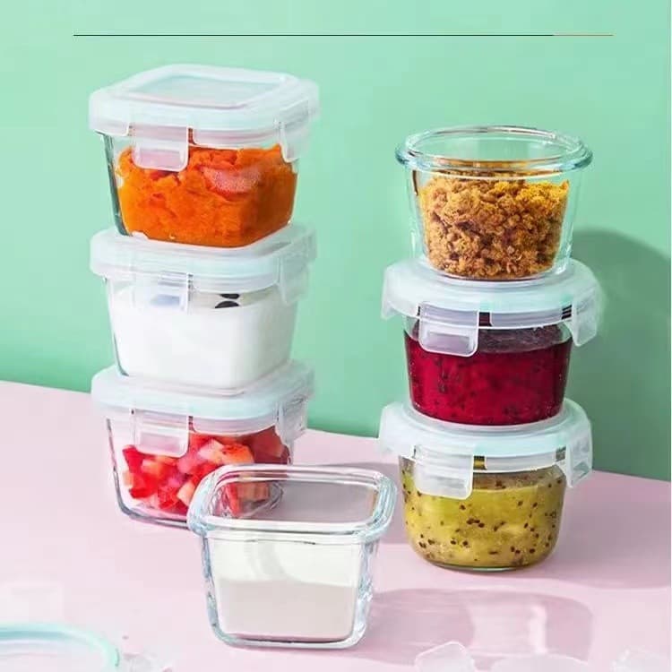 Baby Food Container Steamable Mini Small Capacity Portable Heat Resistant Microwave Safe Set, Utensils Fresh-Keeping Bowl