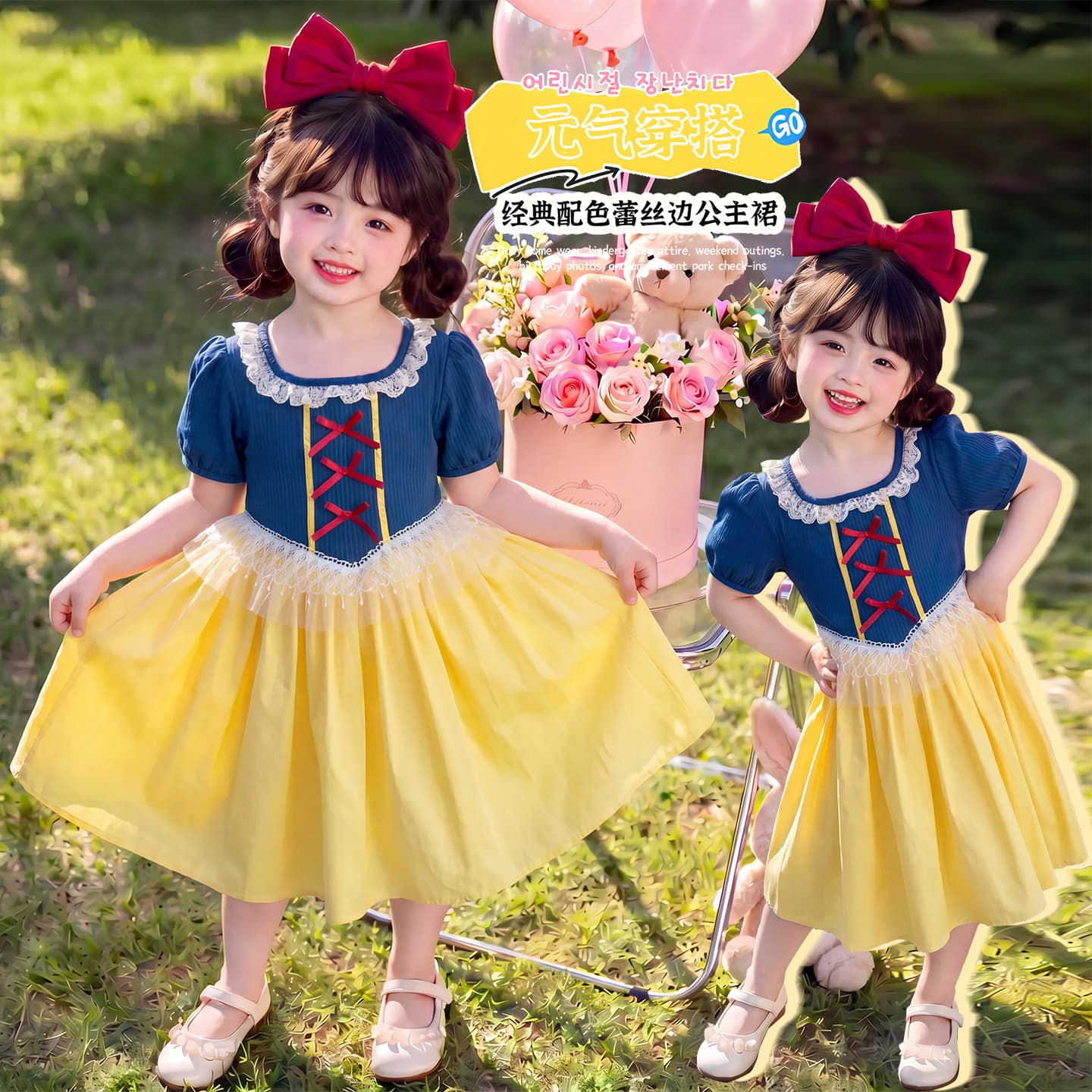 Girls' Summer Princess Dress 2026 New Style Children's Fashionable Bowknot Lace Dress for Baby Girls
