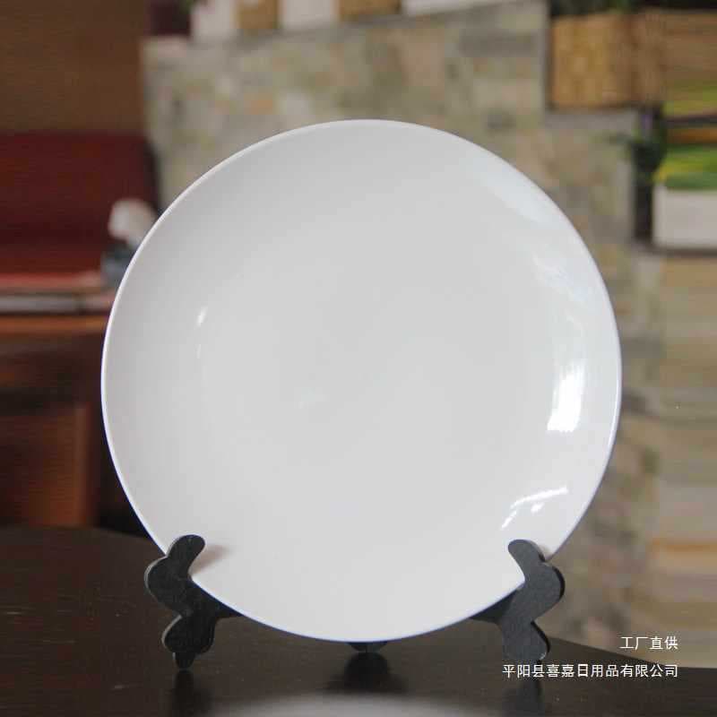 White porcelain plate Ceramic plate Plate Finished product Overglaze painting Round plate 6-16 inch other flat plate coated