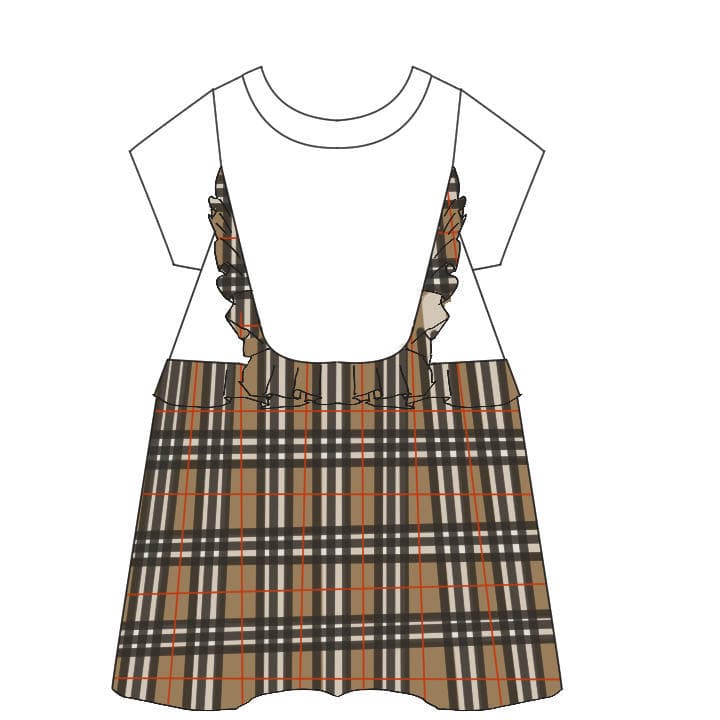 (New Arrival in Stock) Checkered Patchwork Ruffle Dress