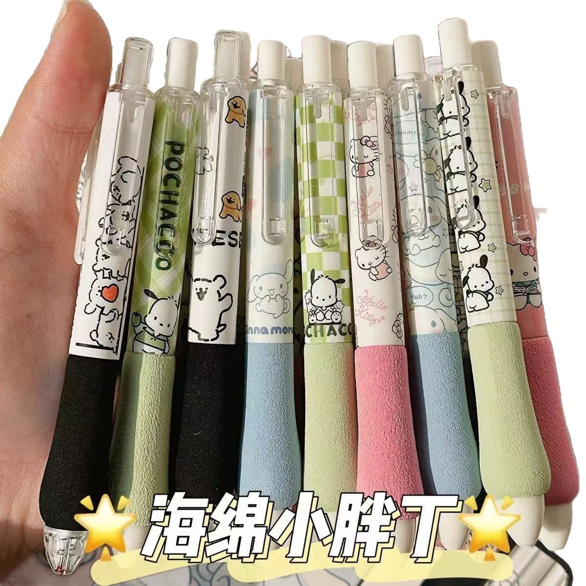 High-Aesthetic Sponge Chunky Pen for Students, Quick-Drying ST Ballpoint Pen for Exam Practice, Retractable Gel Ink Pen in Black