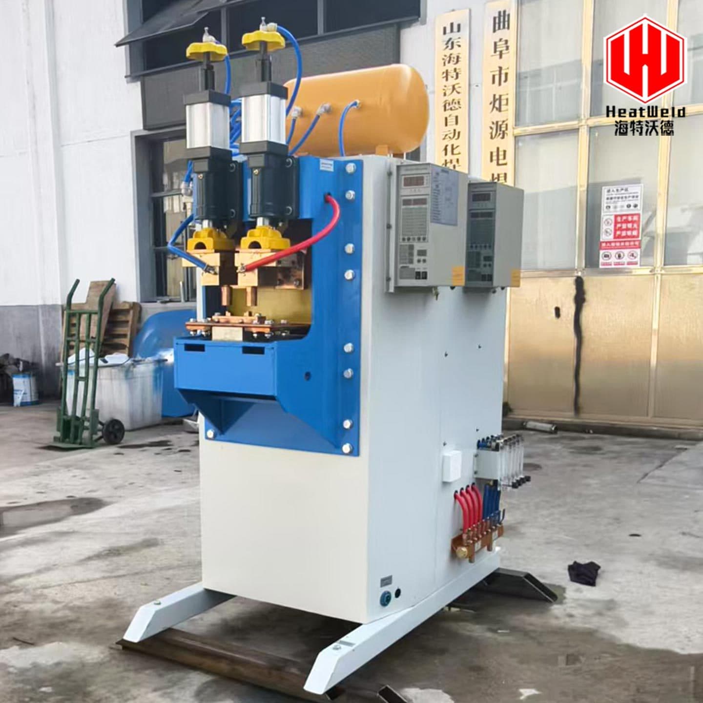 Custom Pneumatic AC Double-Head Butt Welder, Multi-Power Multi-Station Automatic Resistance Spot Welder for Metal Nuts