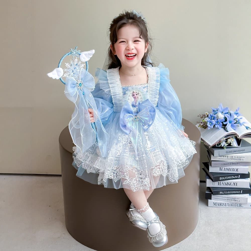 Lolita Princess Dress for Girls Elsa Dress Spring and Autumn 2026 New Children's Birthday Party Gown