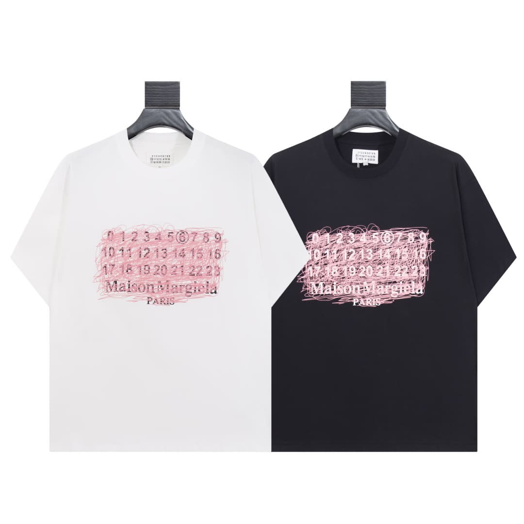 Correct Ceiling Version Maison Margiela New Classic Number Code Chalk Graffiti Crew Neck Short Sleeve