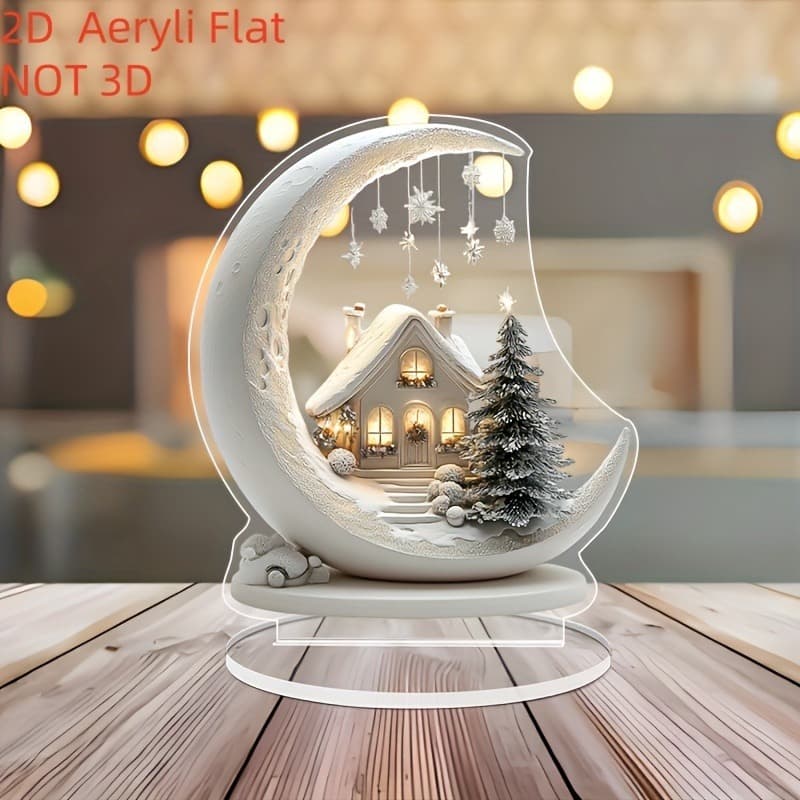 Christmas desktop ornaments, Christmas tree and moon shaped desktop decorations, acrylic ornaments, pendants, gifts.
