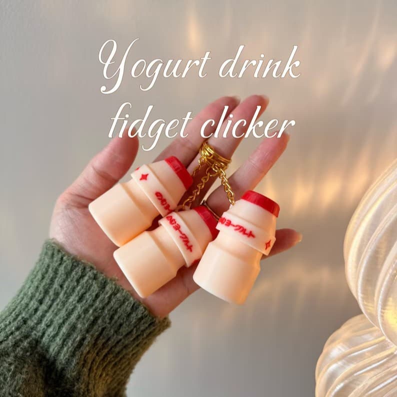 Yakult-Inspired Clicker Fidget Cross-border creative happy multi-bottle click keychain