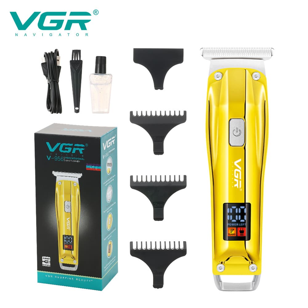 VGR956 Oil Head Electric Hair Clipper LCD Digital Display Engraving Shaver Stainless Steel Blade Non-Waterproof Universal Use