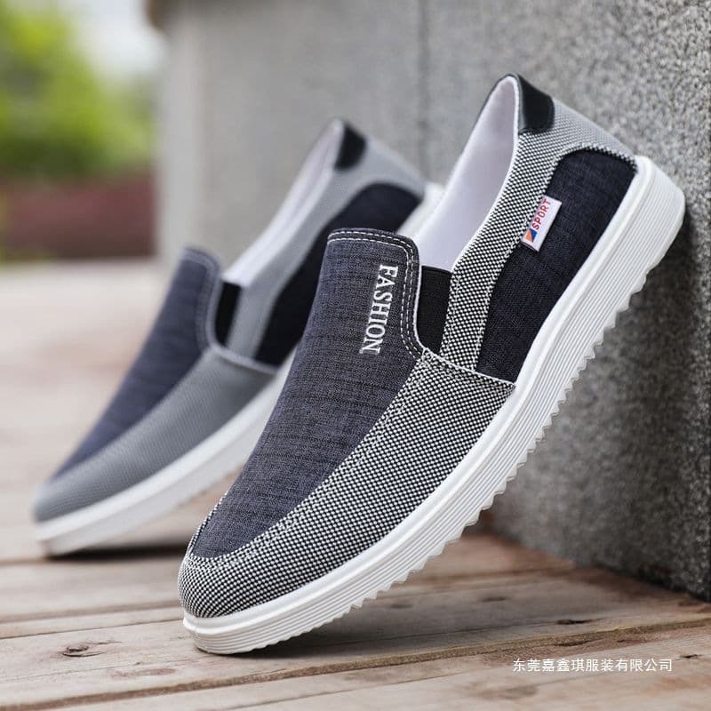 Summer Old Beijing Cloth Shoes Men's Breathable Canvas Shoes Large Size Lazy Shoes Casual Leisure Shoes Size 45 Work Shoes