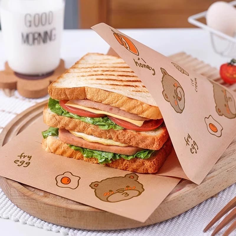 Disposable breakfast bag sandwich wrapping paper oil-proof paper bag household triangular bag hamburger wrapping paper cake oil-proof